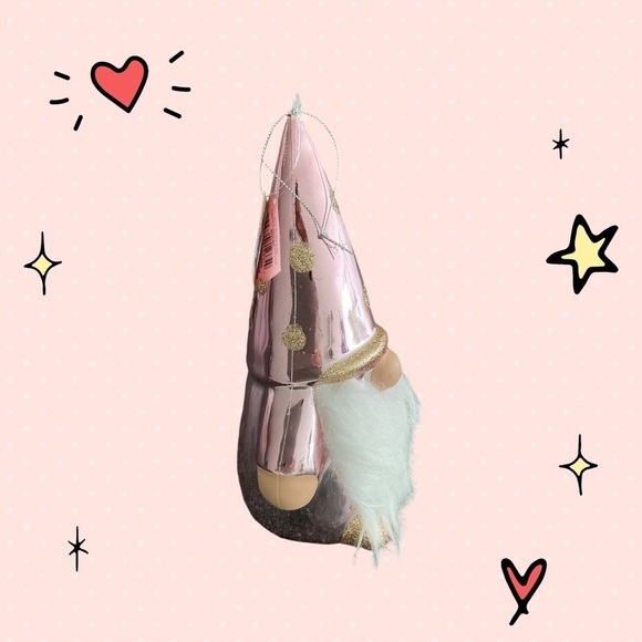 Holiday Time RARE Pink Glitter Gnome 8" Ornament Shatterproof NWT💖 - Picture 3 of 5